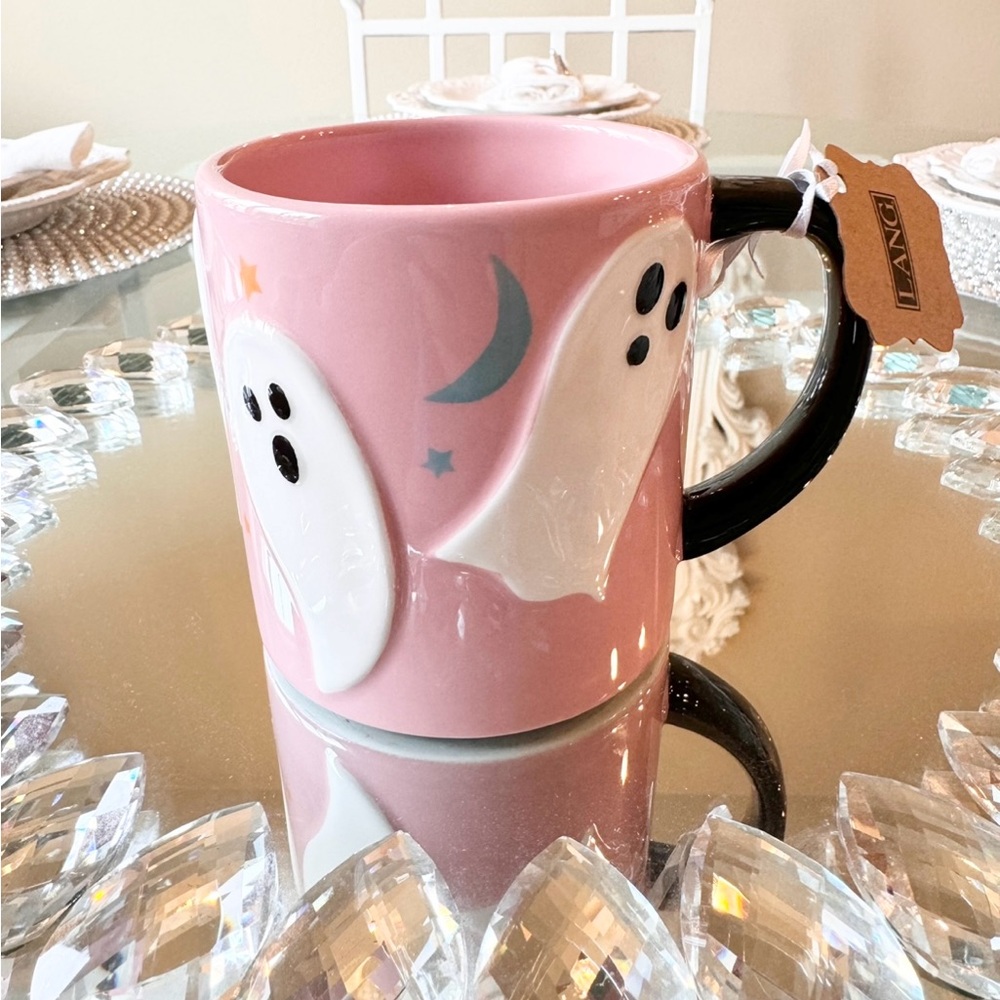 👻🩷 PINK GHOST Halloween Spooky Mug Lang NEW - Picture 4 of 4